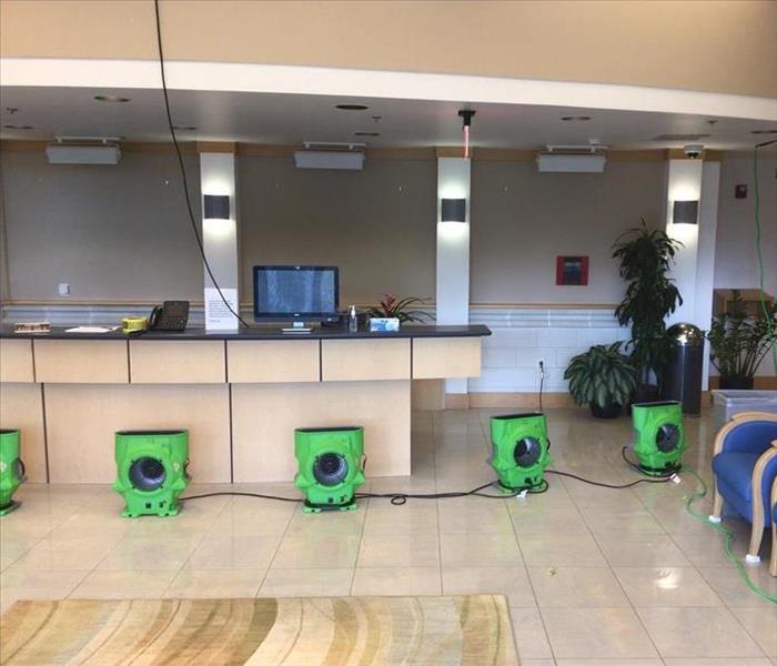 Mulitiple water damage drying units deployed at a Tampa utility company